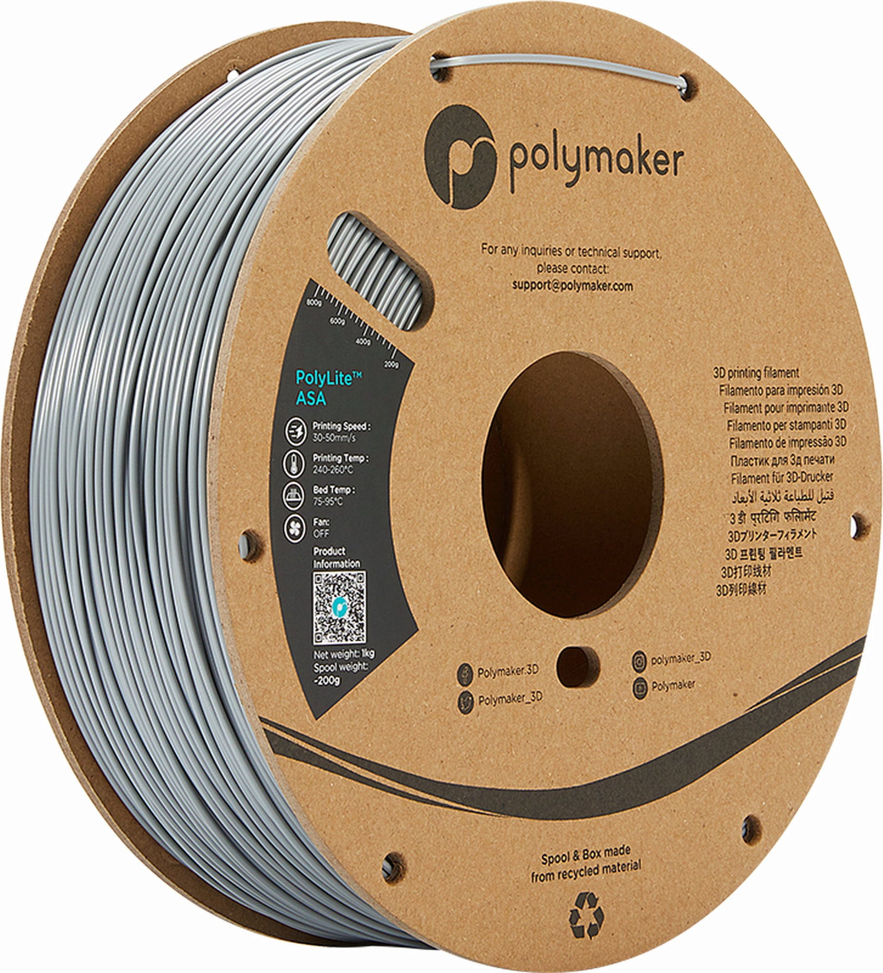 PolyLite ASA Grey – 1000g – 1,75mm