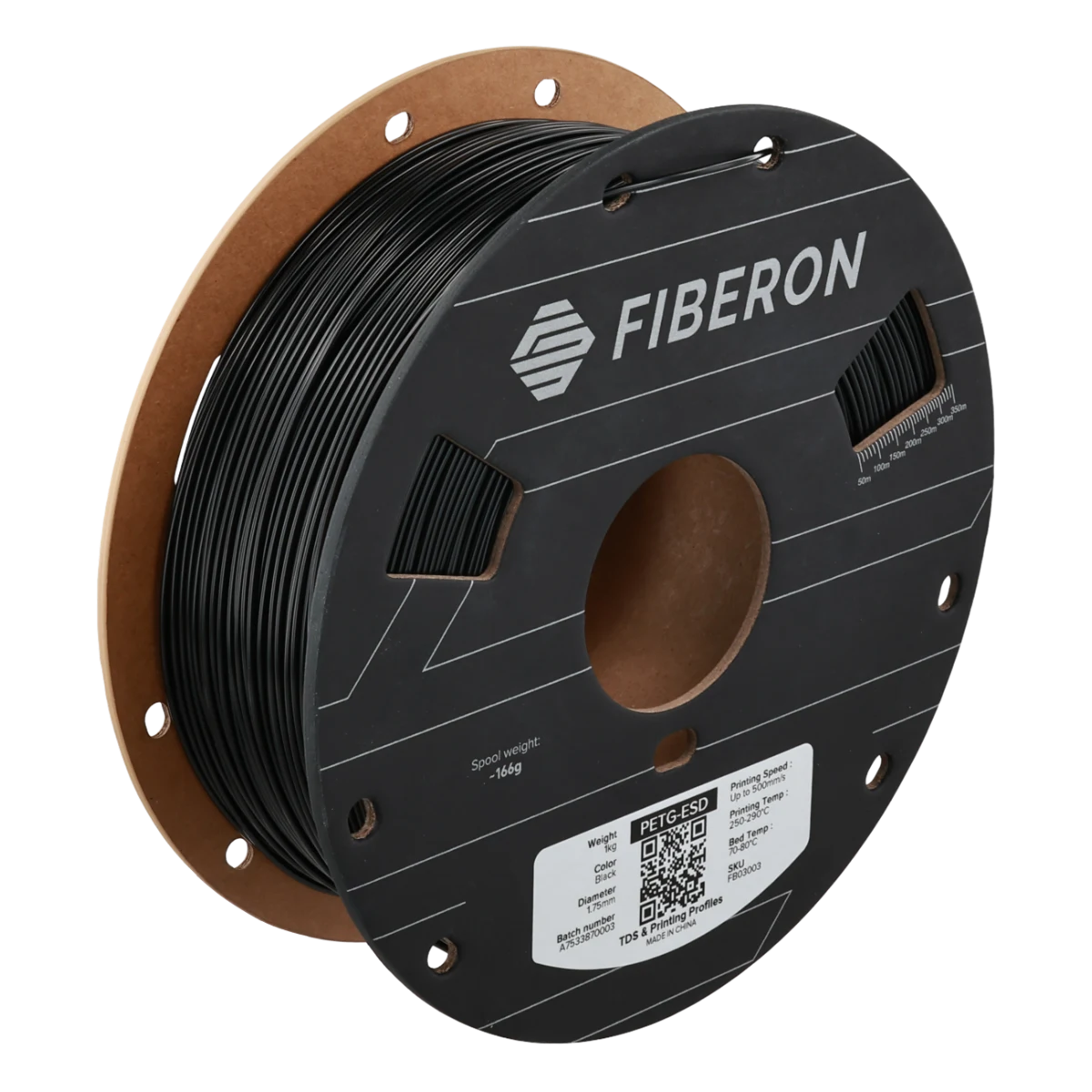 Fiberon PETG-ESD Noir - 500g, 1,75mm