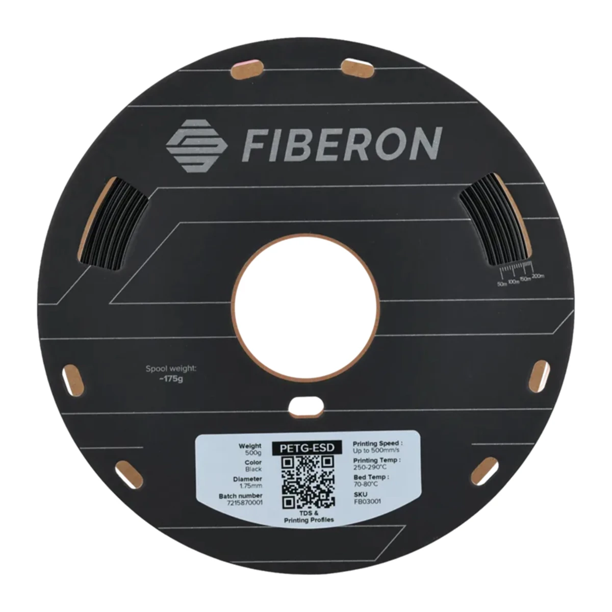Fiberon PETG-ESD Noir - 500g, 1,75mm – vue 2