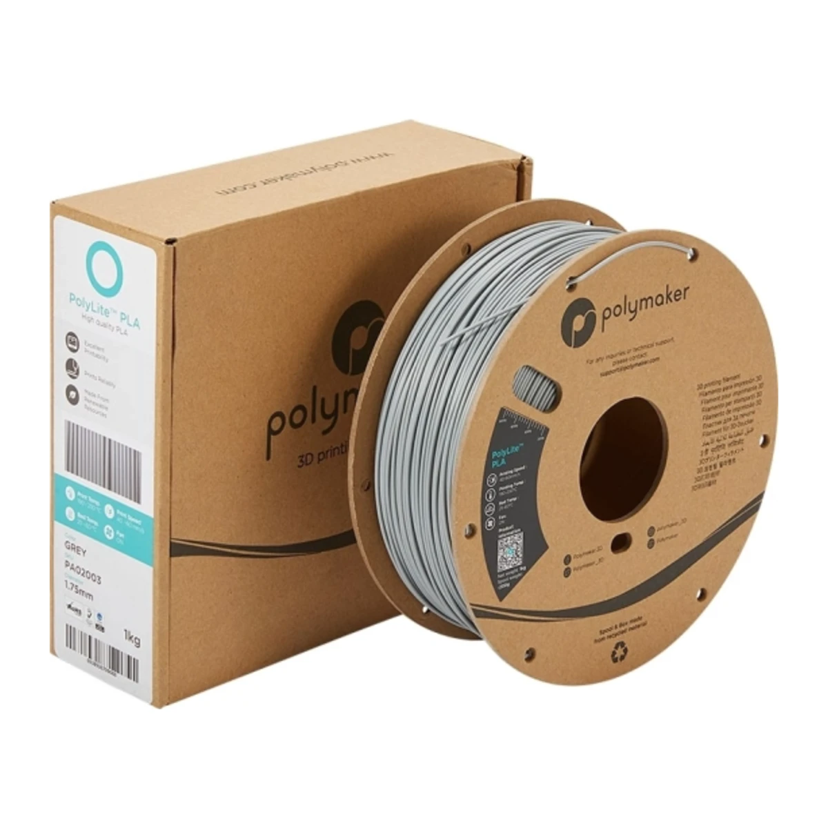 Polylite PLA Grey - 1000g, 1,75mm – vue 3