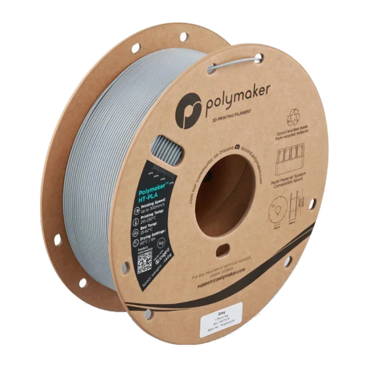 Polymaker HT-PLA Gris – 1000g, 1,75mm