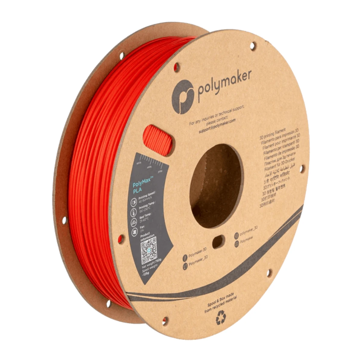 PolyMax Tough PLA Rouge - 750g, 1,75mm